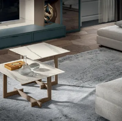 Tavolino Zen Zenith in ceramica con base in legno di Mobilgam