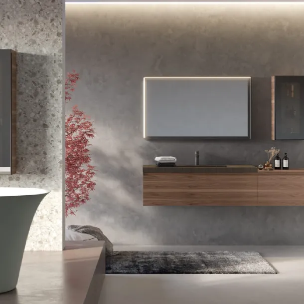 Mobile da Bagno sospeso in Noce Canaletto Airy Edge 08 di RCR