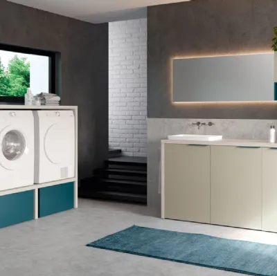 Mobile Lavanderia Airy My Space 07 in laccato opaco e Rovere Neve di RCR