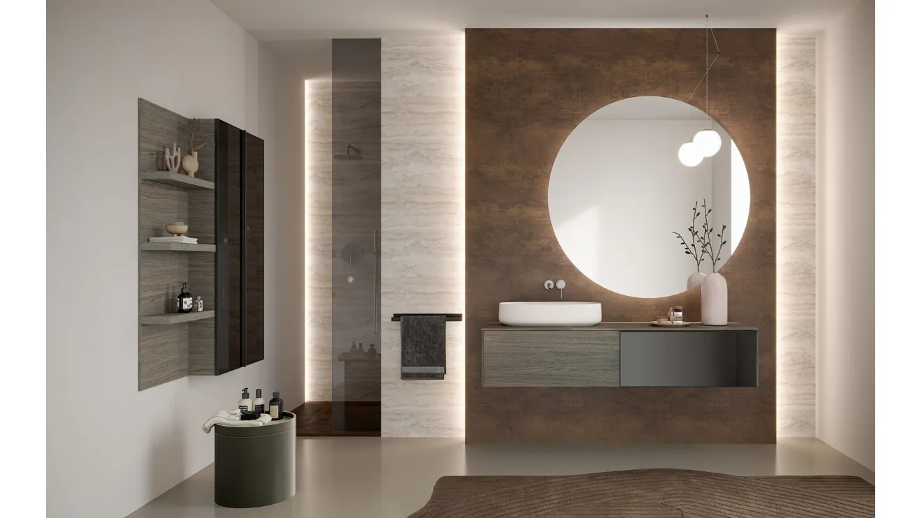 Mobile da Bagno Airy Sistema 06 in Rovere e Vetro di RCR