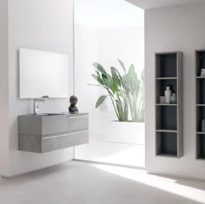 Mobile da Bagno sospeso in beton nobilitato con piano e lavabo in HPL B201 BD020 di Compab