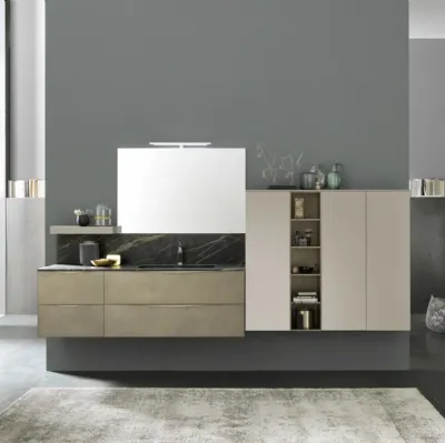 Mobile bagno sospeso M1 System C107 in laccato Metal Bronzo e Cenere opaco di Baxar