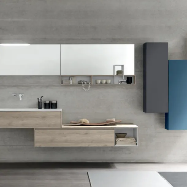 Mobile da Bagno sospeso M2 System C219 in melaminico Rovere Dogato Grigio di Baxar