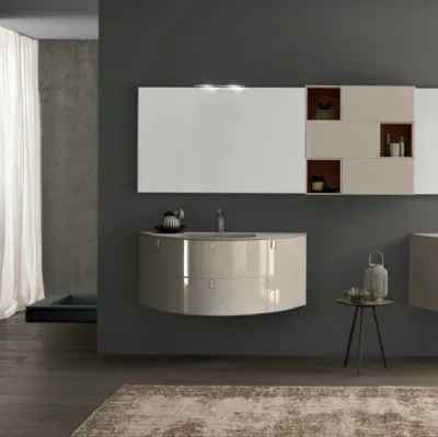 Mobile da Bagno sospeso M System C004 in laccato lucido di Baxar