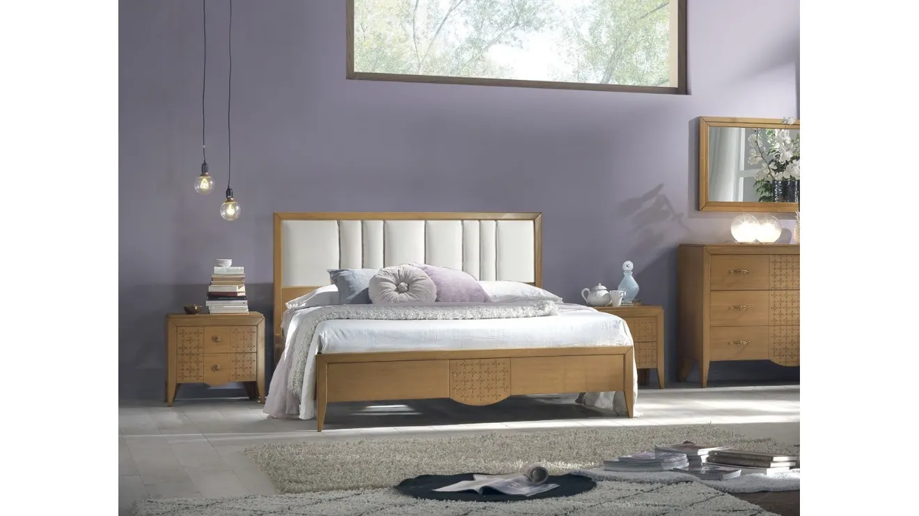 Letto Skyline FMG1067 in legno  con testiera imbottita di Betamobili