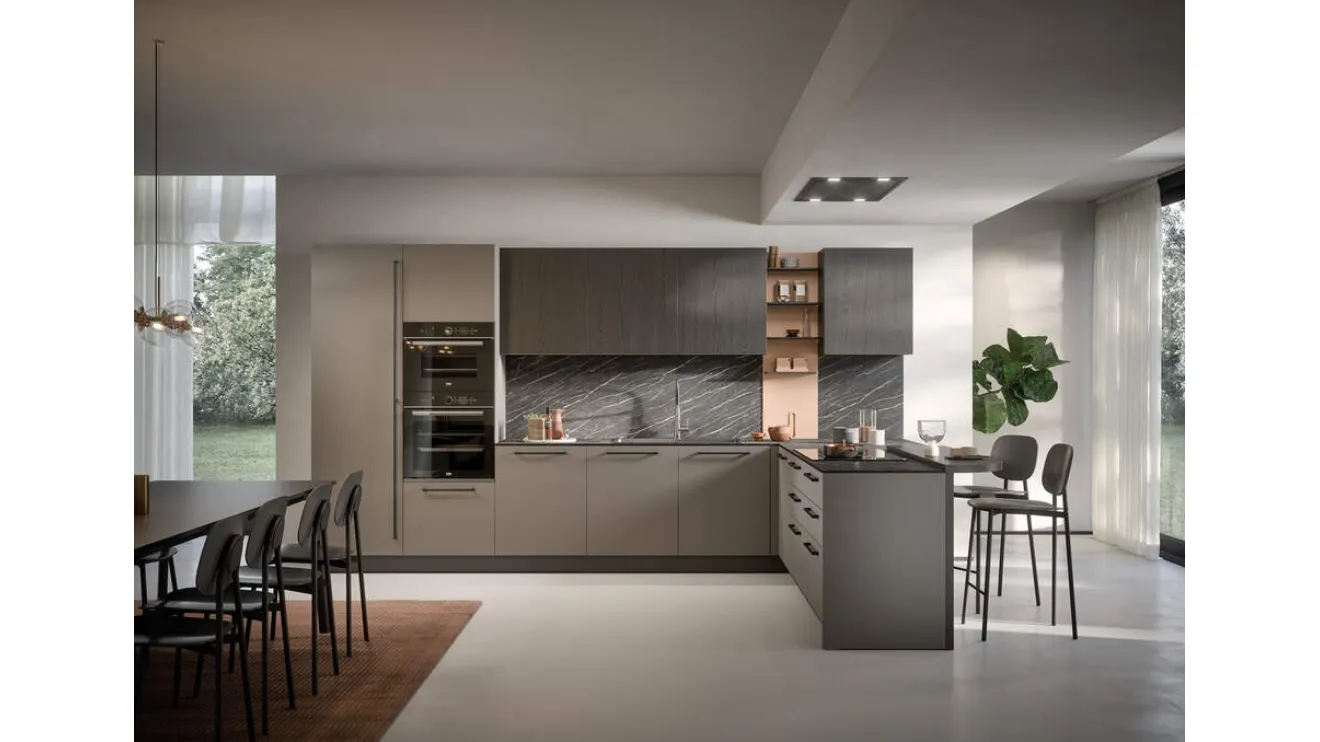 Cucina Moderna con penisola Domino Composizione 10 di Prima Cucine