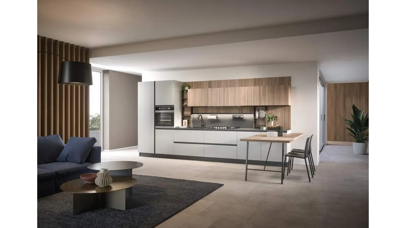 Cucina Moderna lineare con penisola Hera Composizione 01 di Prima Cucine