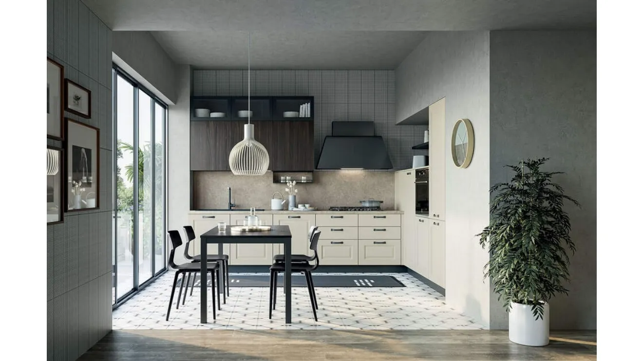 Cucina Moderna angolare Maya Composizione 02 in legno laccato di Prima Cucine