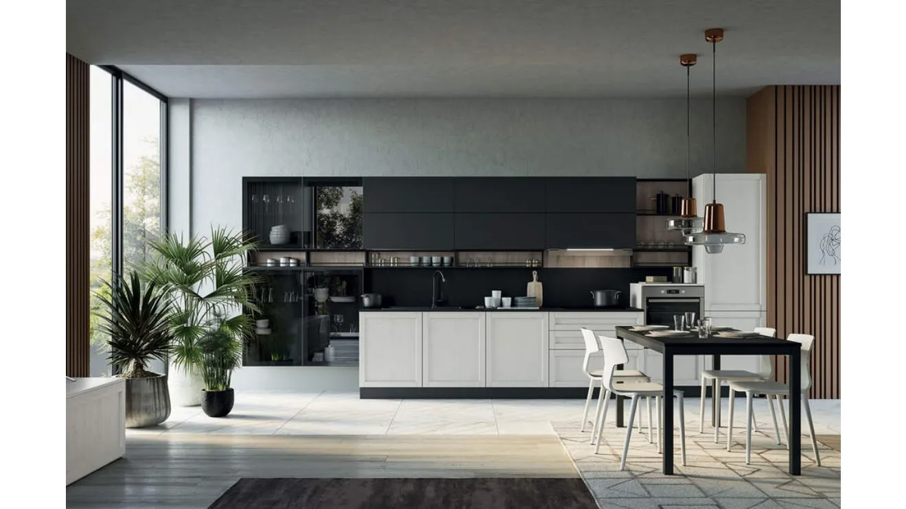 Cucina Moderna lineare Noah Composizione 05 in legno laccato di Prima Cucine