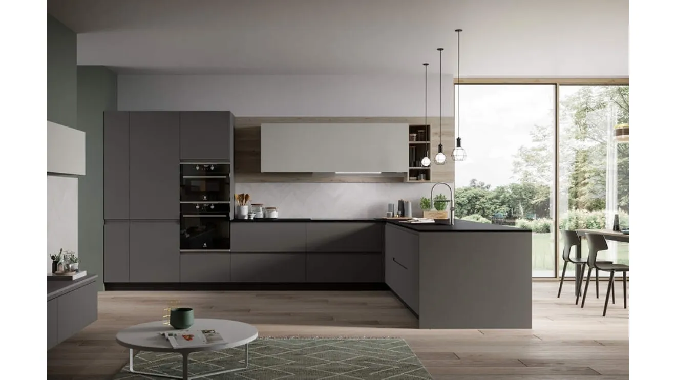 Cucina Moderna con penisola Fly Composizione 02 di Prima Cucine