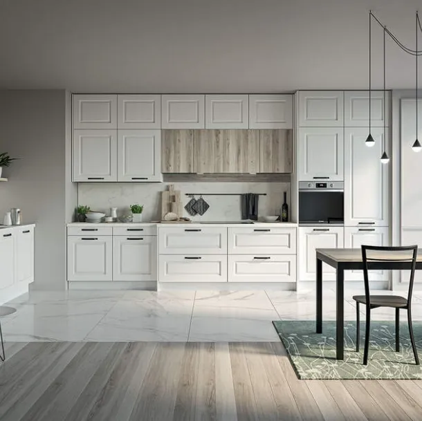 Cucina Moderna ad angolo Maya Composizione 01 in legno laccato di Prima Cucine