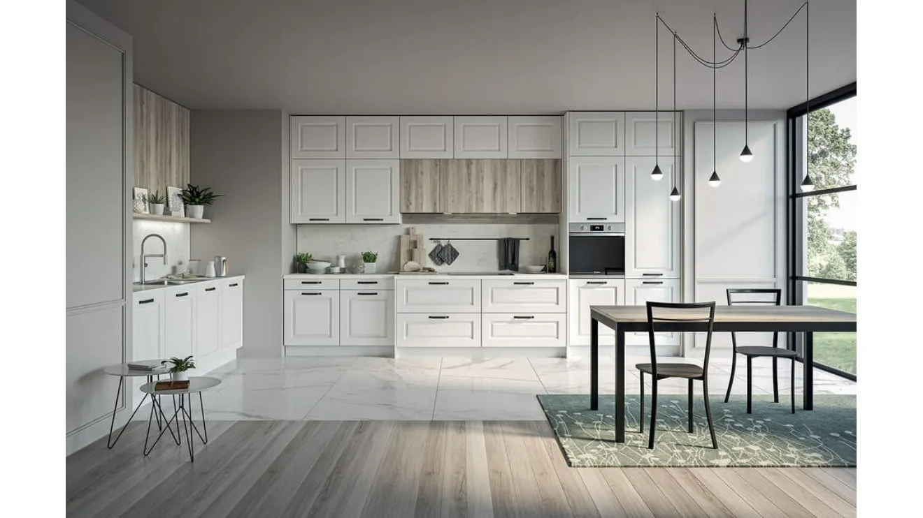 Cucina Moderna ad angolo Maya Composizione 01 in legno laccato di Prima Cucine