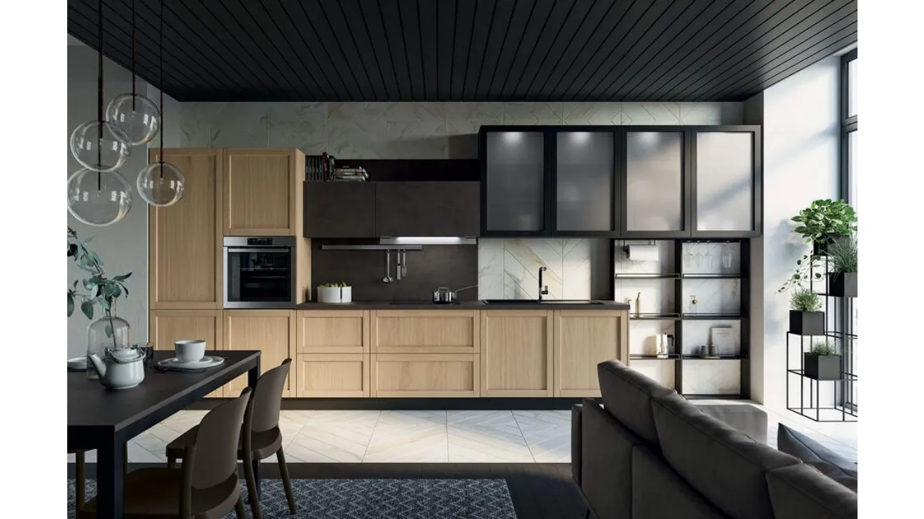 Cucina Moderna lineare Noah Composizione 03 in legno di Prima Cucine