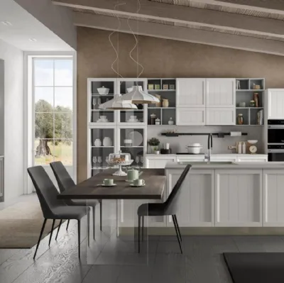 Cucina Moderna Saona in frassino finitura Grigio e Bianco di Evo Cucine